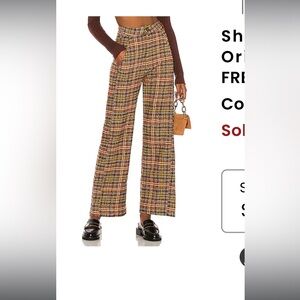 Free People, Brown Plaid high waisted, Wide leg Pant